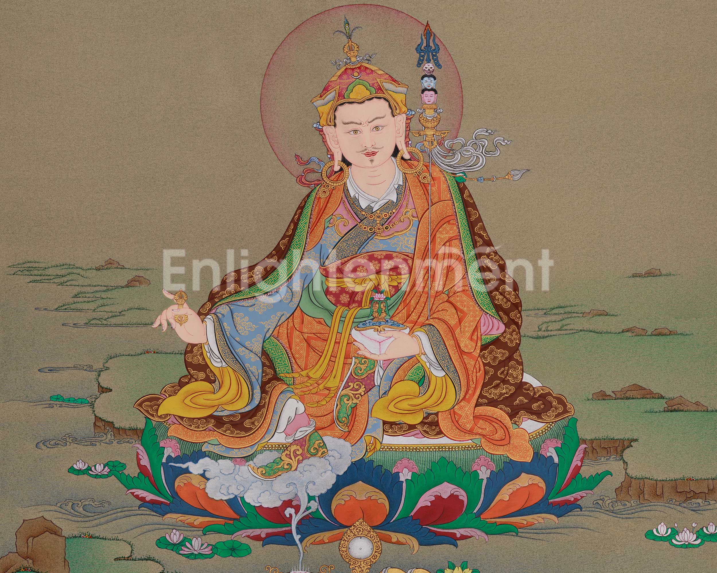Himalayan Guru Rinpoche Artwork | Symbolizing Wisdom, Protection, and Spiritual Transformation