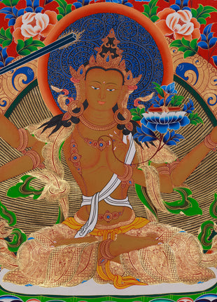 Maha Manjushri Thangka | The Supreme Bodhisattva of Wisdom and Enlightenment