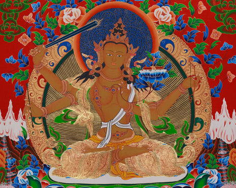 Traditional Manjushri Thangka | Radiant Symbol of Enlightened Wisdom