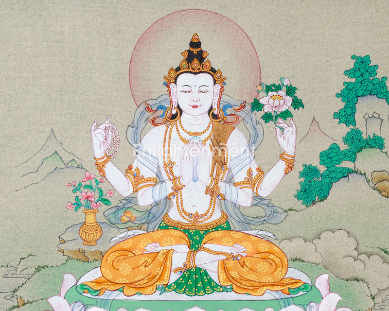 Small Avalokiteshvara Thangka Art