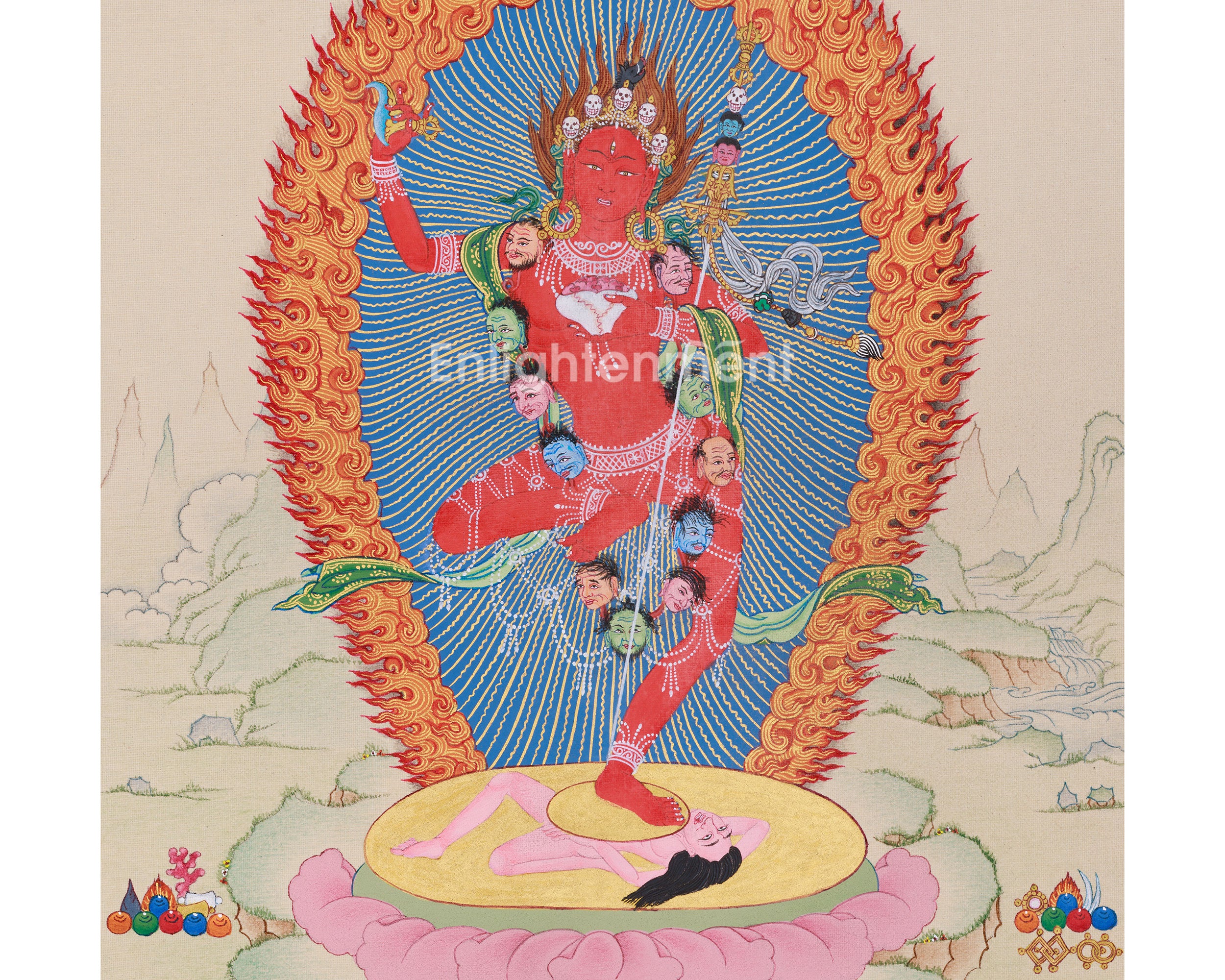 Hand-Painted Wrathful Vajravarahi Thangka | The Powerful Goddess of Transformation