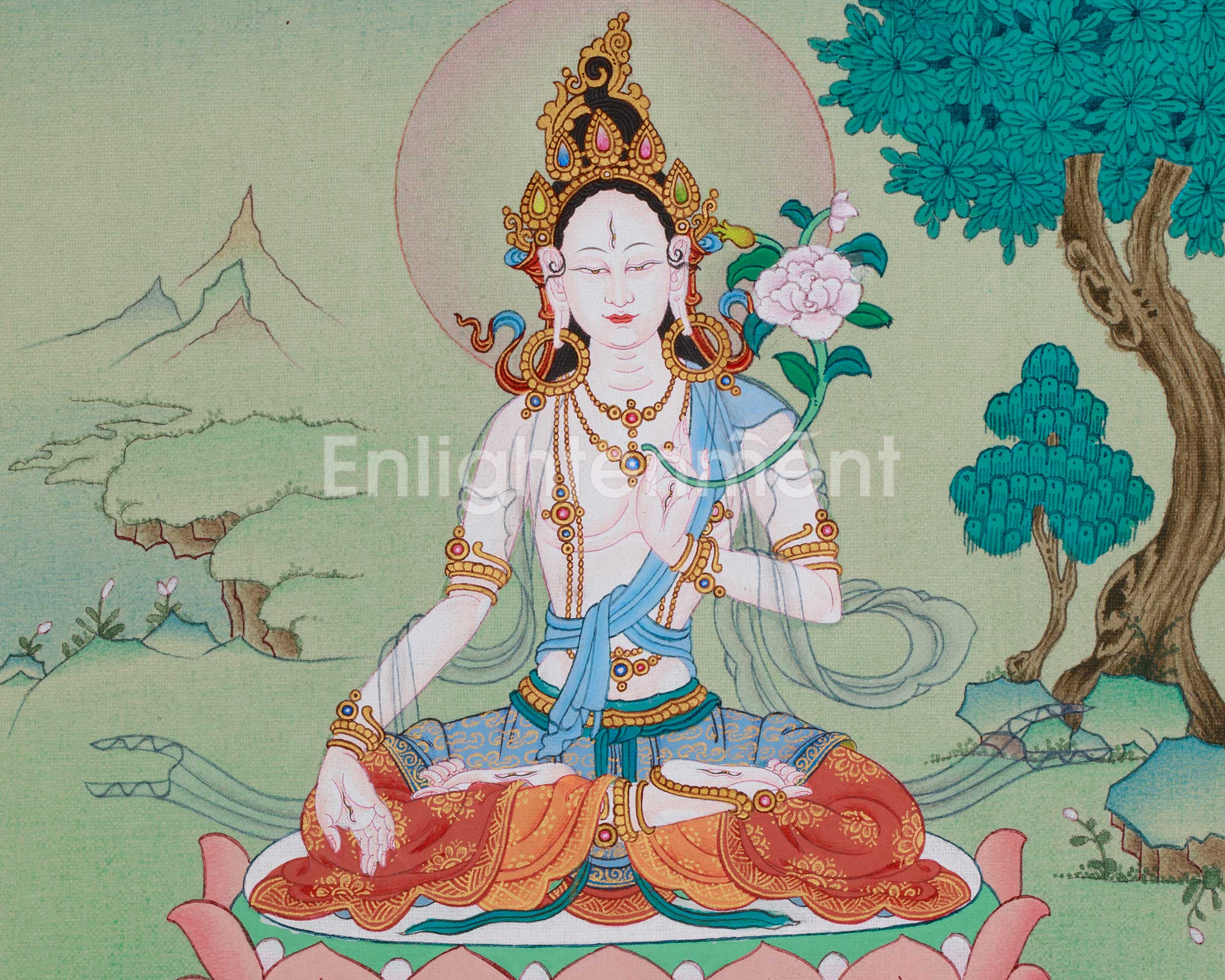 White Tara Healing Thangka | Seven-Eyed Tara | Sita Tara | Vajrayana Deity