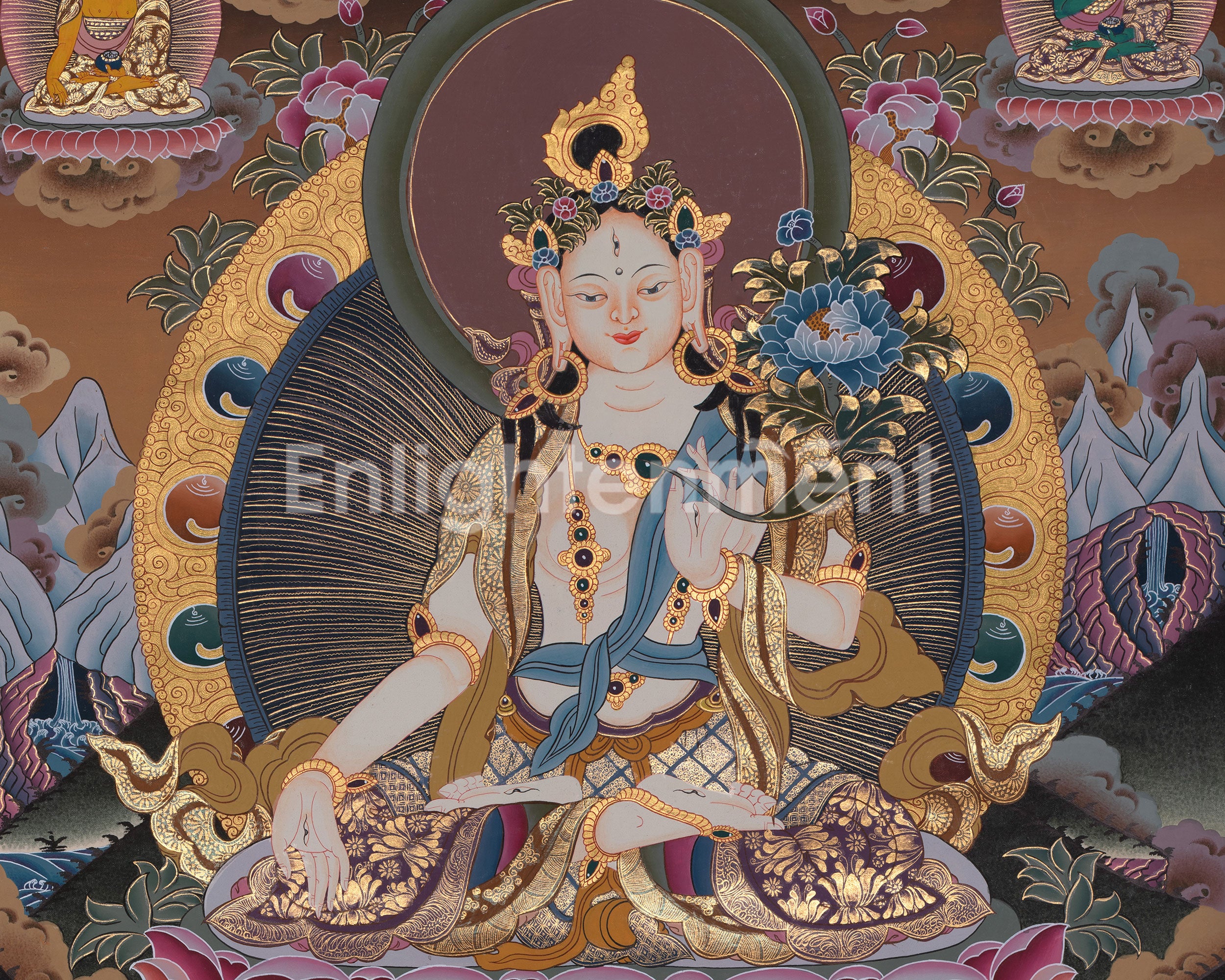 Original Hand-Painted White Tara With Other Bodhisattvas | Protector of Life, Love, and Liberation
