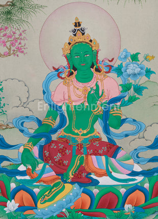 Buddhist Shyama Tara Thangka | Green Tara, The Enlightened Goddess of Compassion