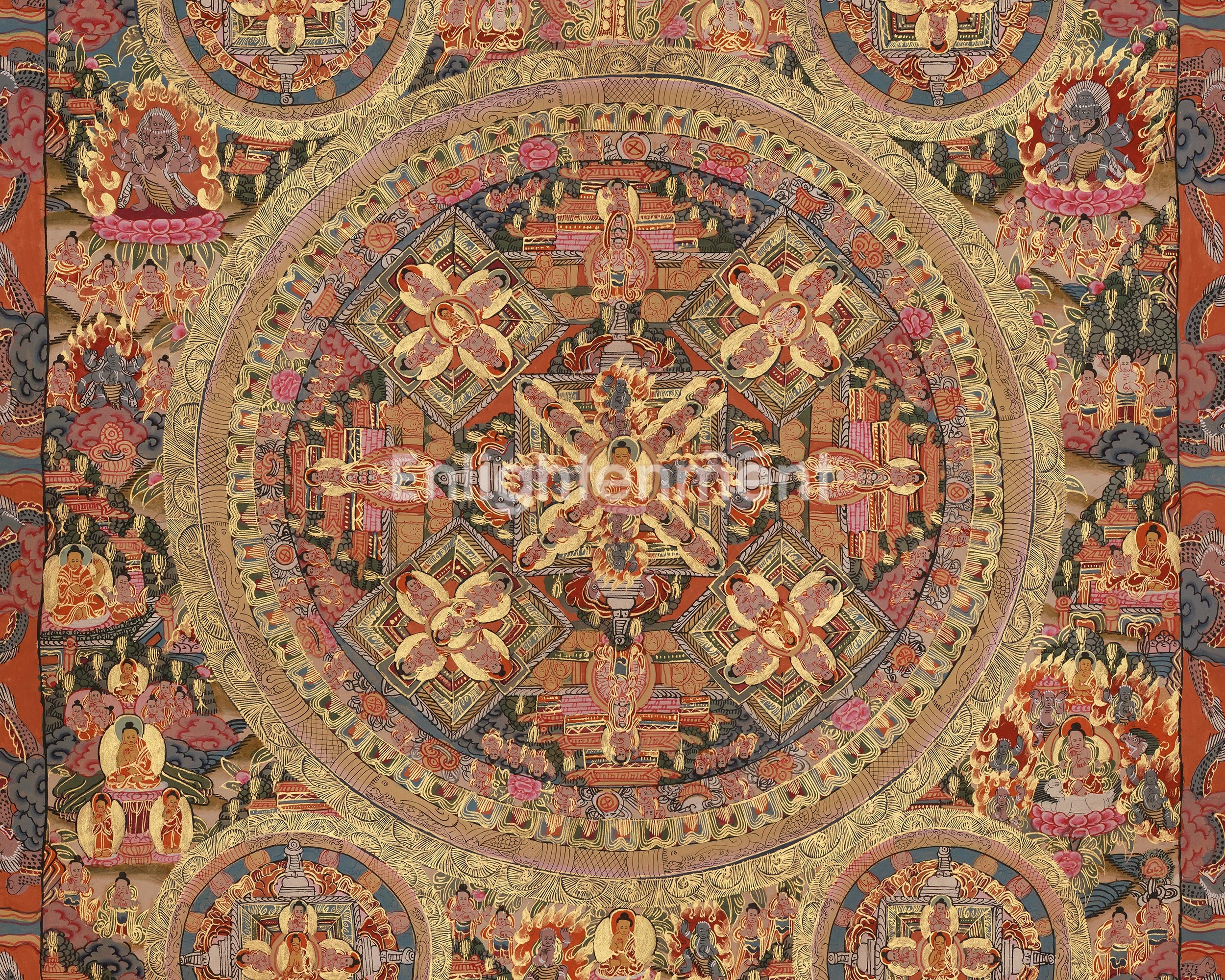 Sacred Thangka of Buddha Mandala | A Vision of Enlightened Universe