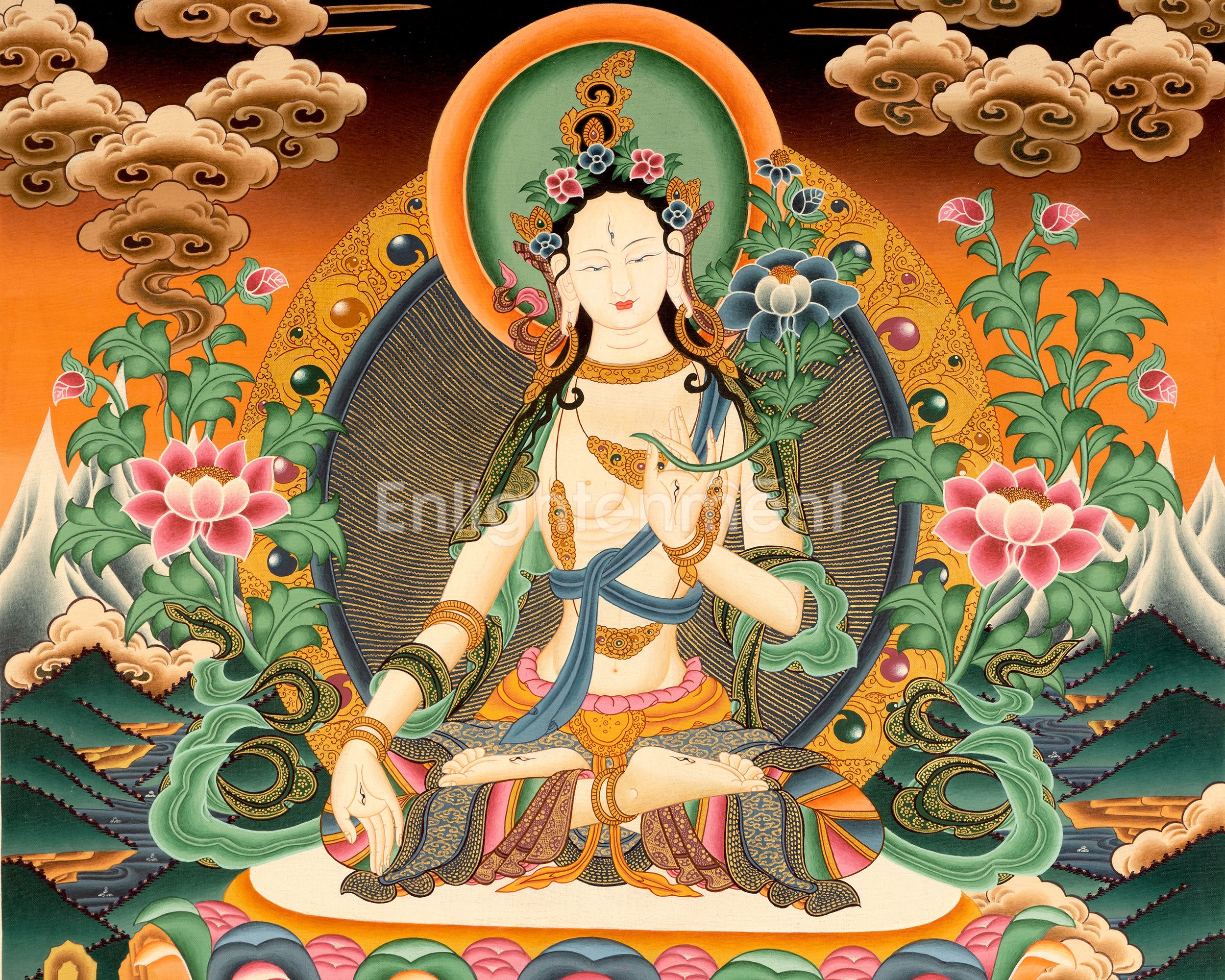 White Rara Painting Thangka | Tibetan Bodhisattva Art