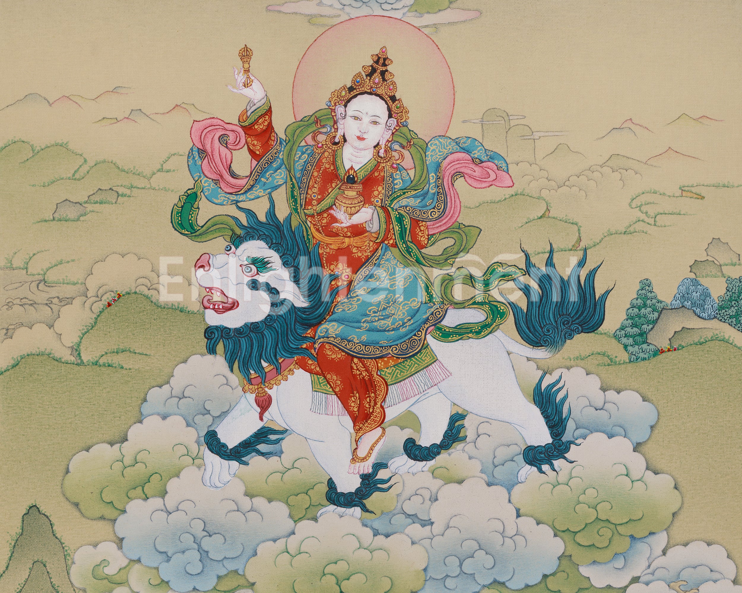 Tsheringma with Milarepa Thangka | Tibetan Artwork for Longevity and Wisdom
