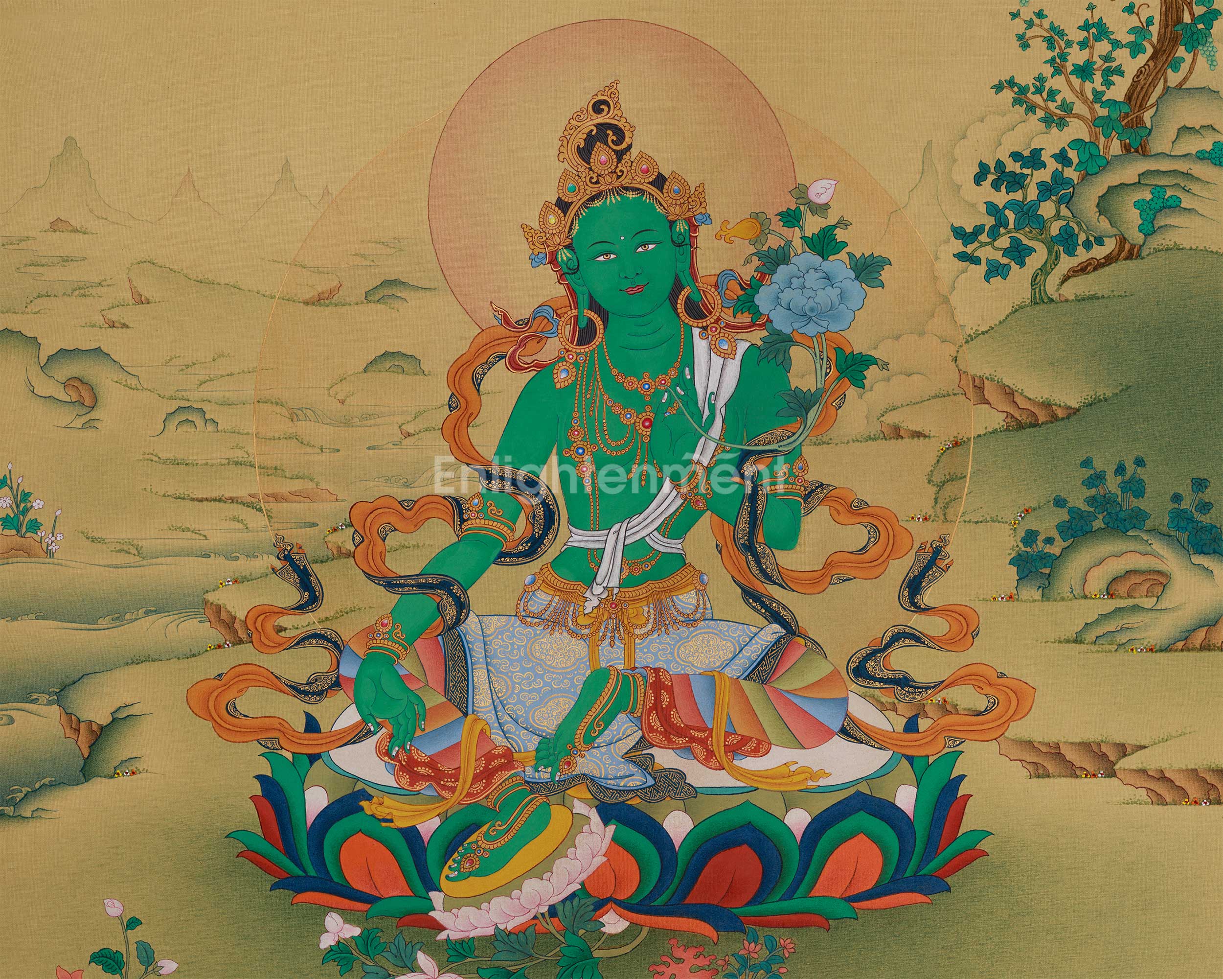 Mother of Liberation, Green Tara Thangka | A Divine Expression of Swift Compassion