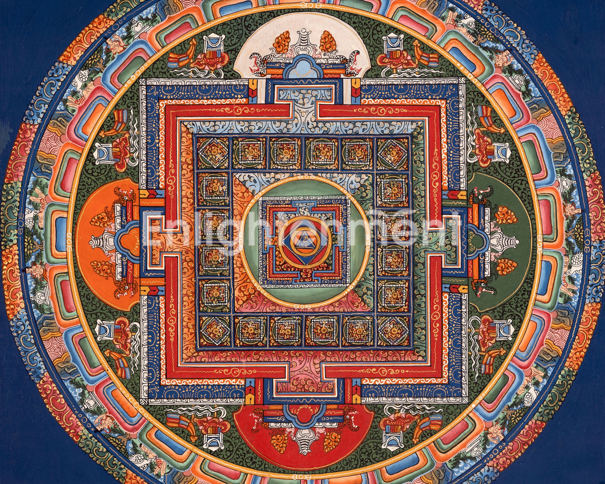 Sacred Vintage Vajrayana Mandala | Powerful Symbols For Buddhist Practice