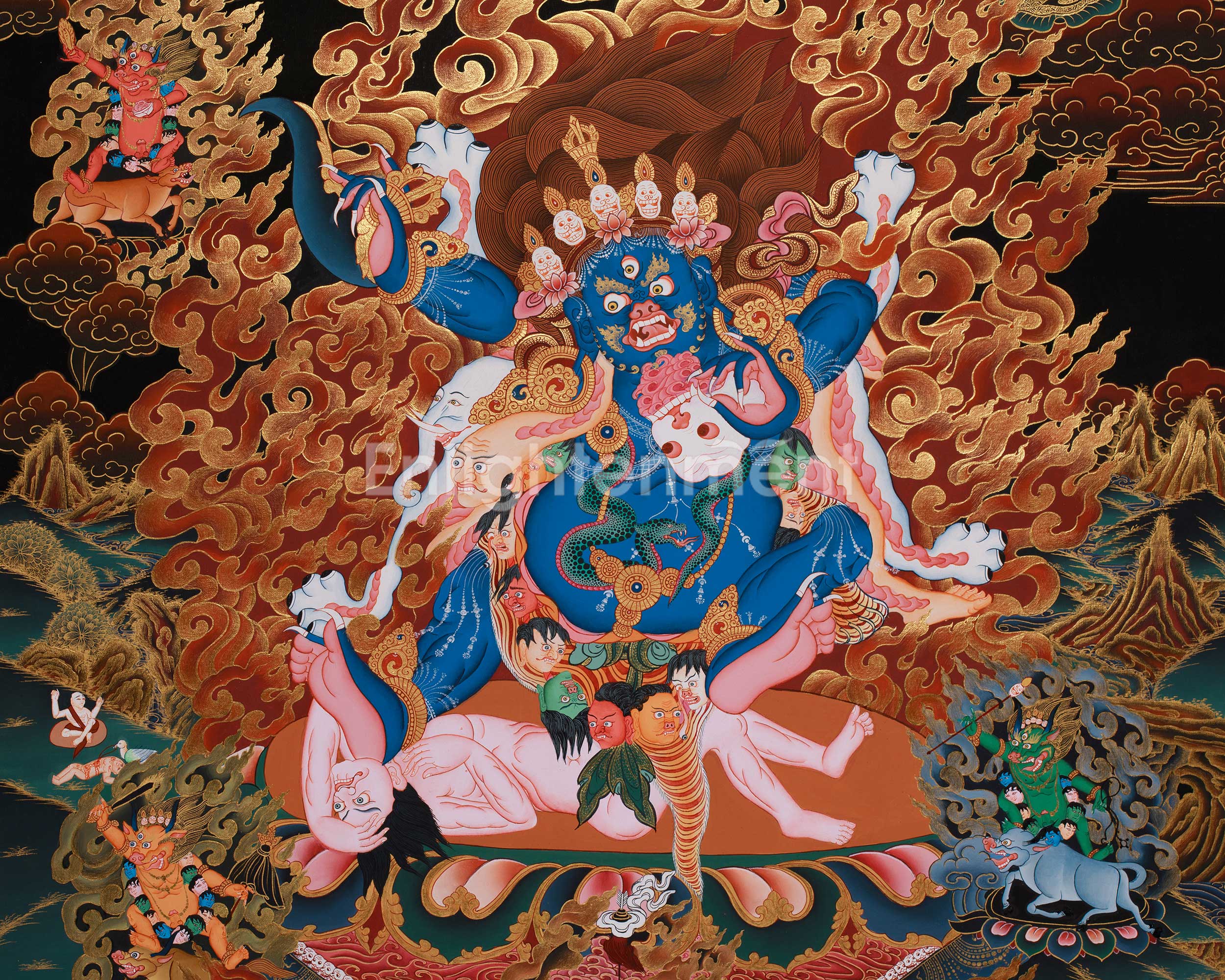 Fierce Yama Dharmaraja | Wrathful Dharma Protector and Lord of Death in Tibetan Buddhist Tradition