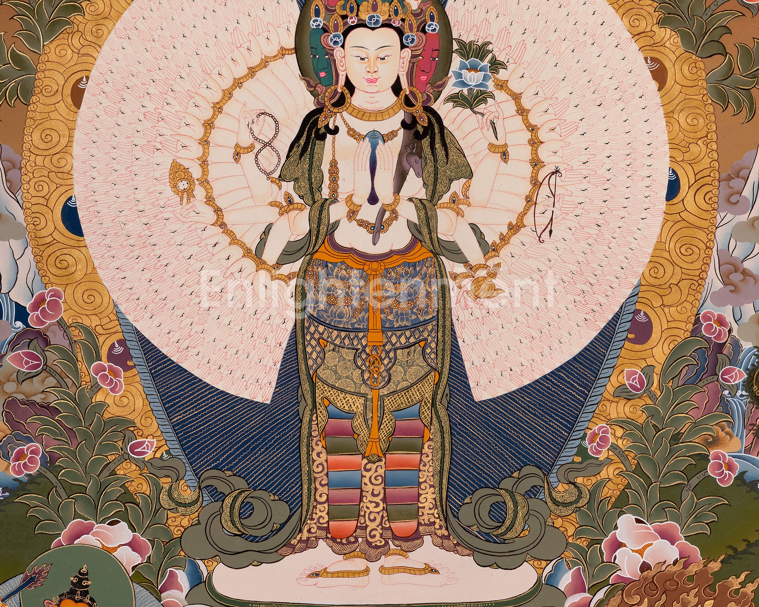 Thousand Armed Avalokiteshvara Painting | Buddhist Art of Mercy and Enlightenment