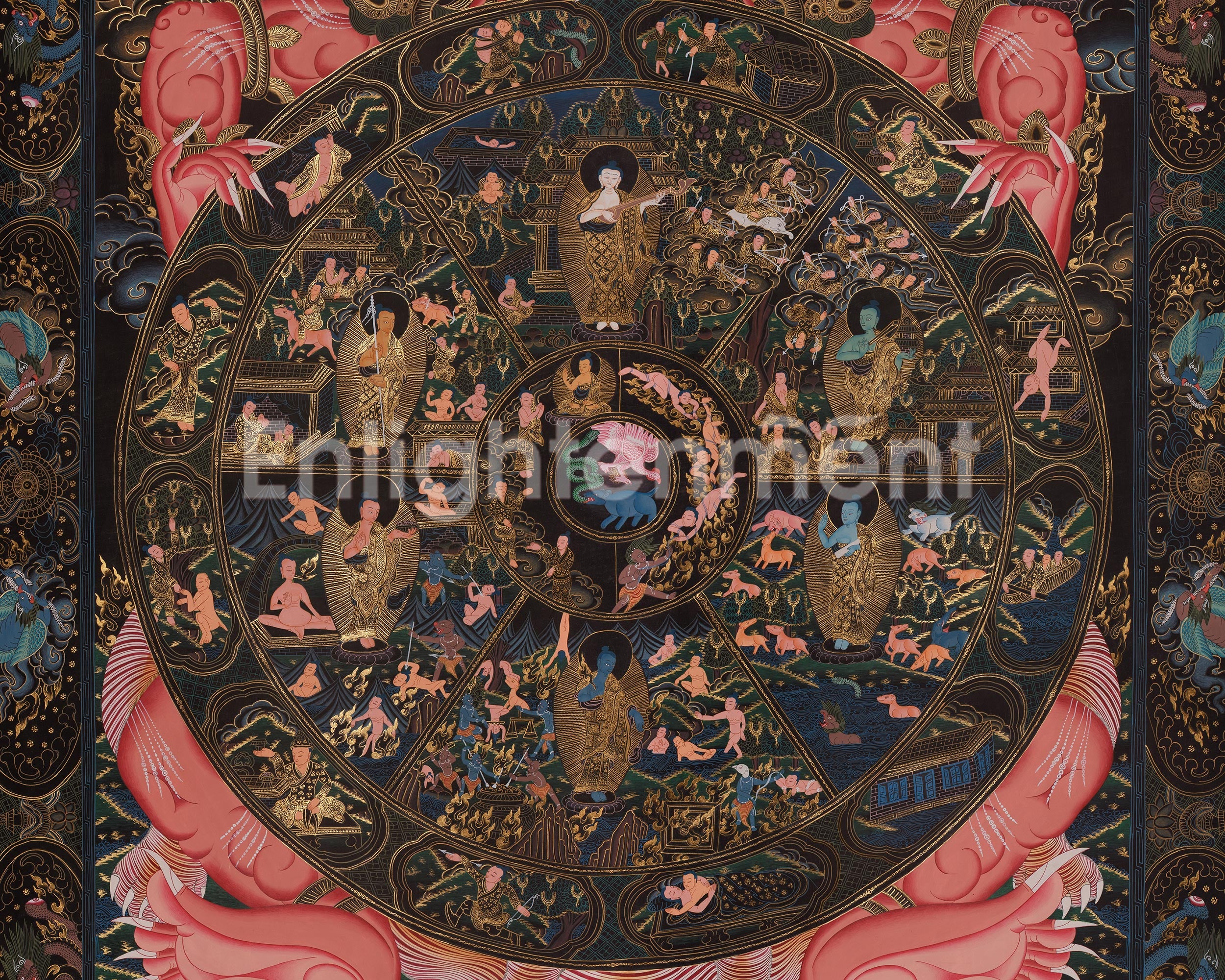 Authentic Wheel of Life Art | Sacred Tibetan Bhavachakra Thangka | Home Decor