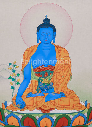 Tibetan Bhaisajyaguru Thangka | Symbol of Healing and Compassion