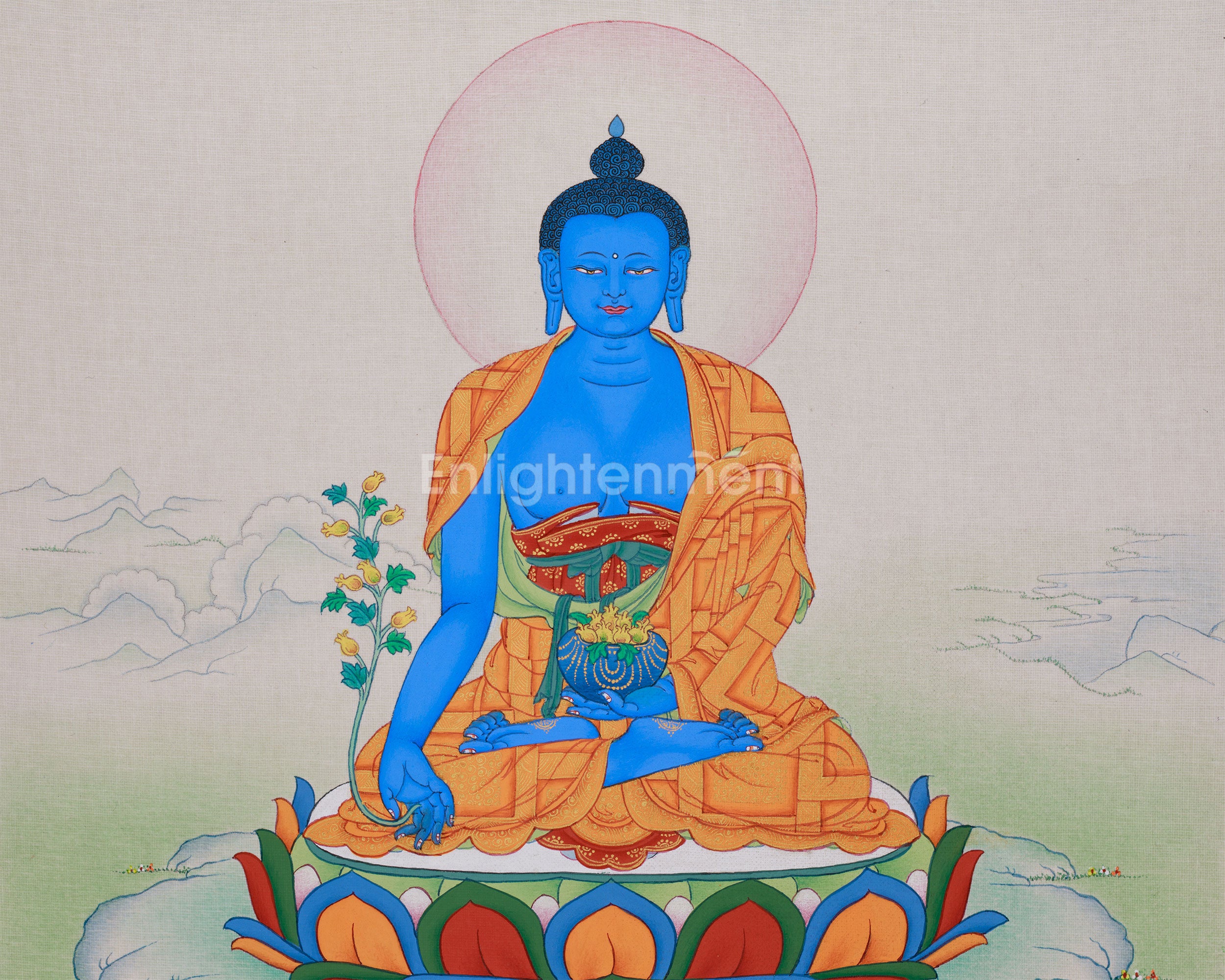 Tibetan Bhaisajyaguru Thangka | Symbol of Healing and Compassion