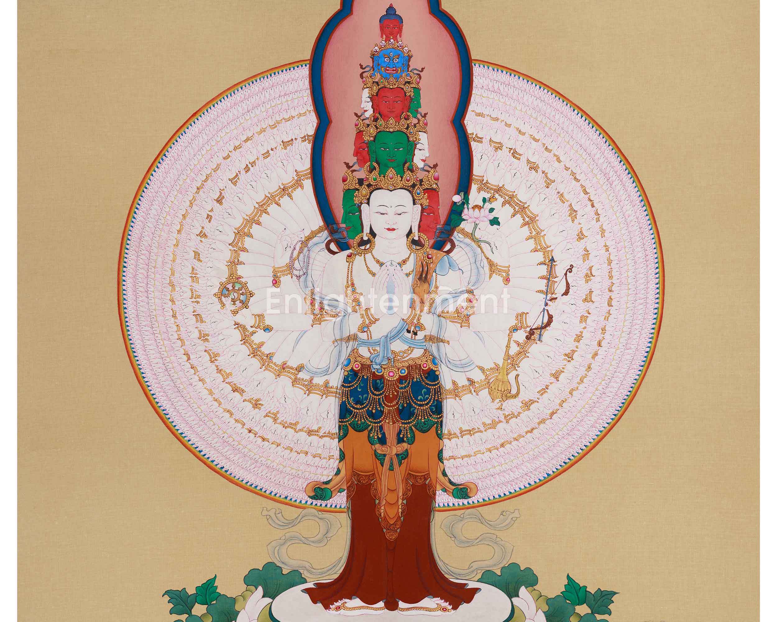 Original Handmade 1000 Armed Avalokiteshvara Thangka | Embodying Infinite Mercy and Healing