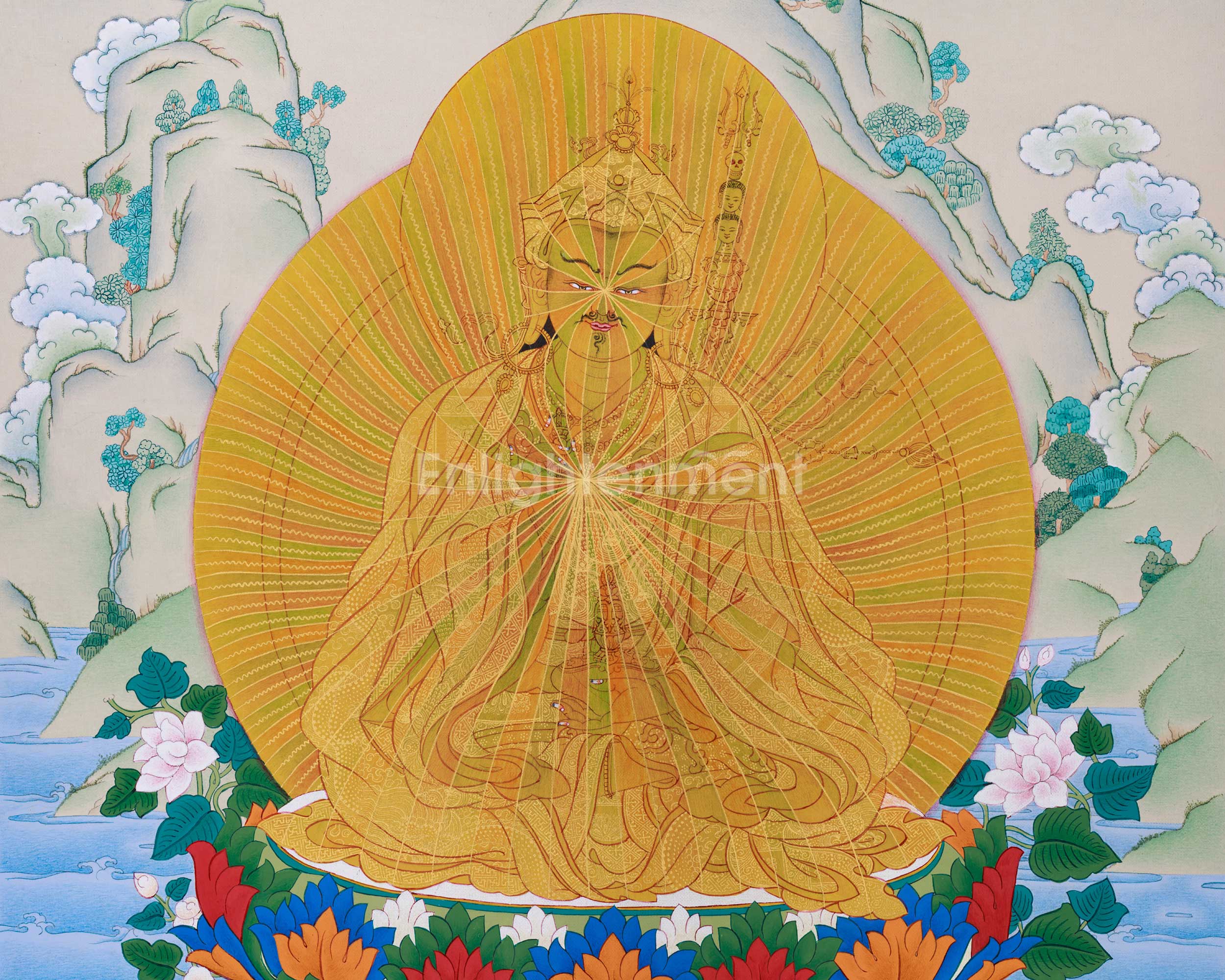 Guru Rinpoche Rainbow Body Thangka, A Mystical Art