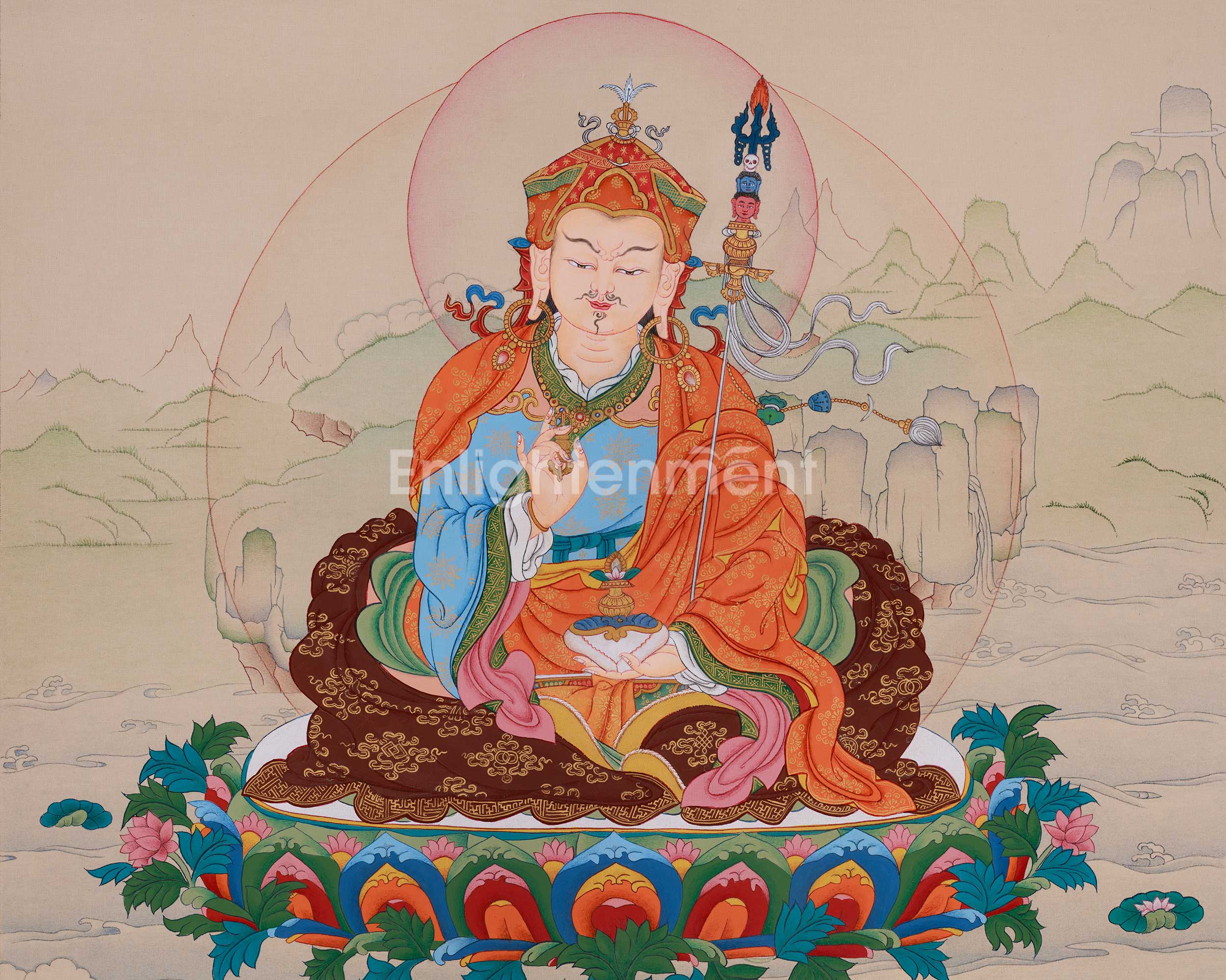 Thangka of Enlightened Master Guru Rinpoche | Second Buddha of Enlightenment and Protection