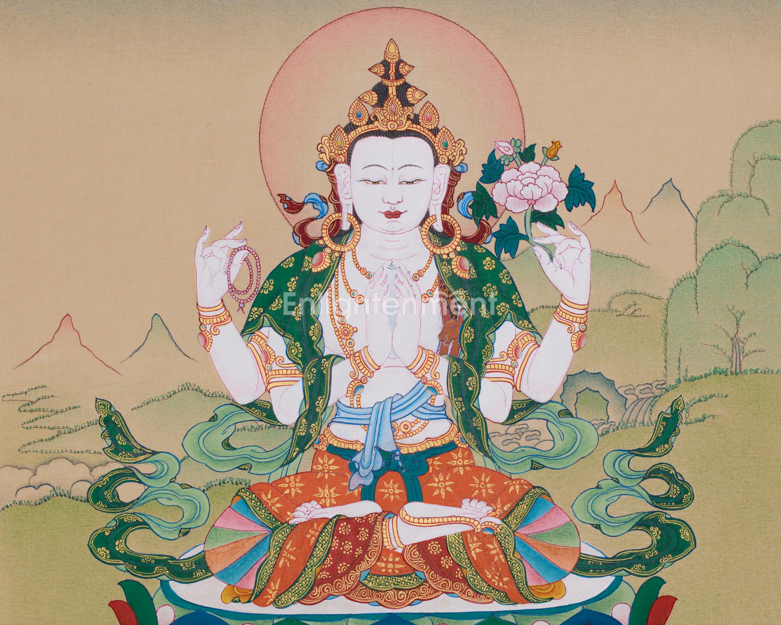 Four-Armed Avalokiteshvara, Compassion Buddha | Tibetan Bodhisattva of Mercy