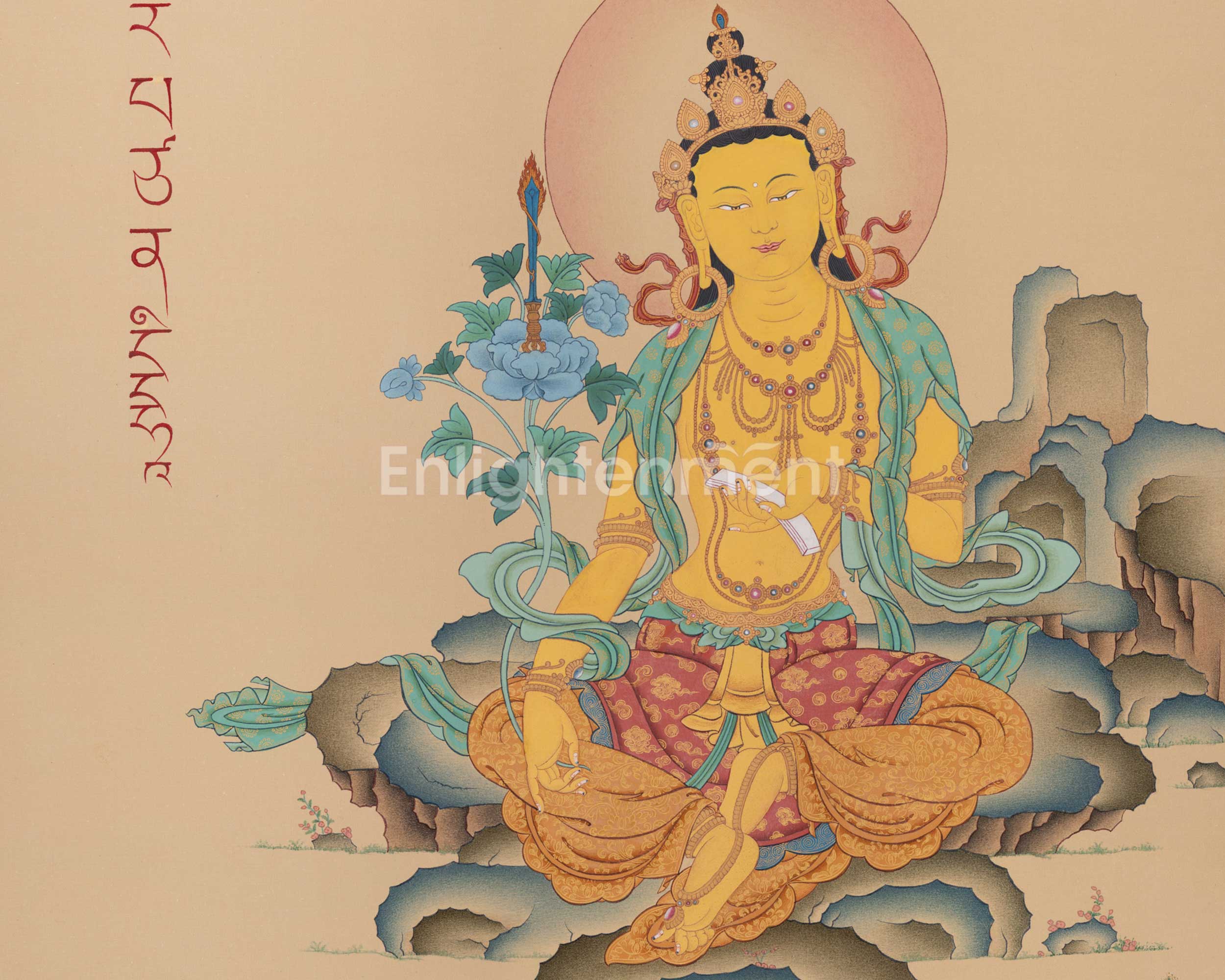 Captivating Manjushri Thangka Masterpiece for Meditation | Bodhisattva Canvas For Spiritual Practice