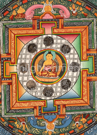 Vintage Shakyamuni Buddha Mandala | Tibetan Thangka for Enlightenment