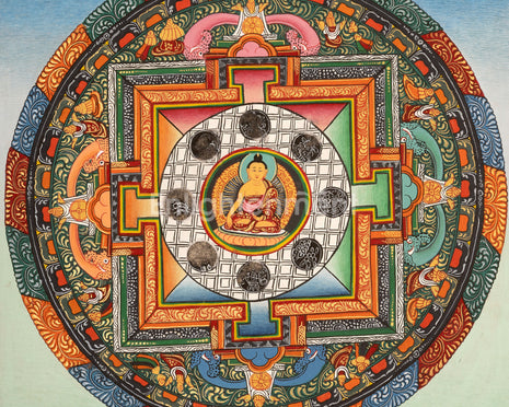 Vintage Shakyamuni Buddha Mandala | Tibetan Thangka for Enlightenment