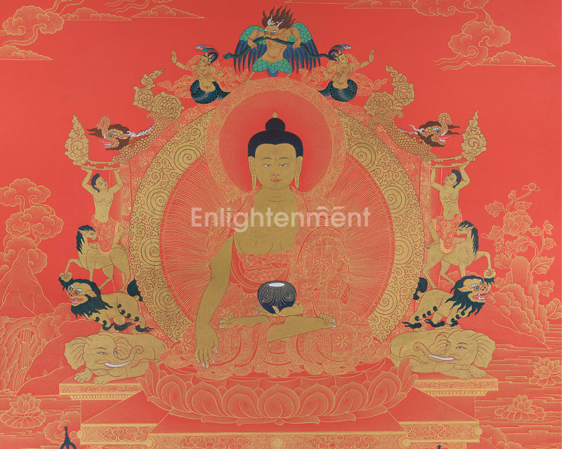 The Historical Buddha Shakyamuni | A Gold Thangka of Timeless Wisdom