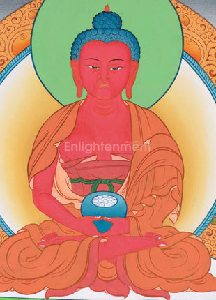 Hand-Painted Amitabha Buddha Thangka | The Buddha of Infinite Light