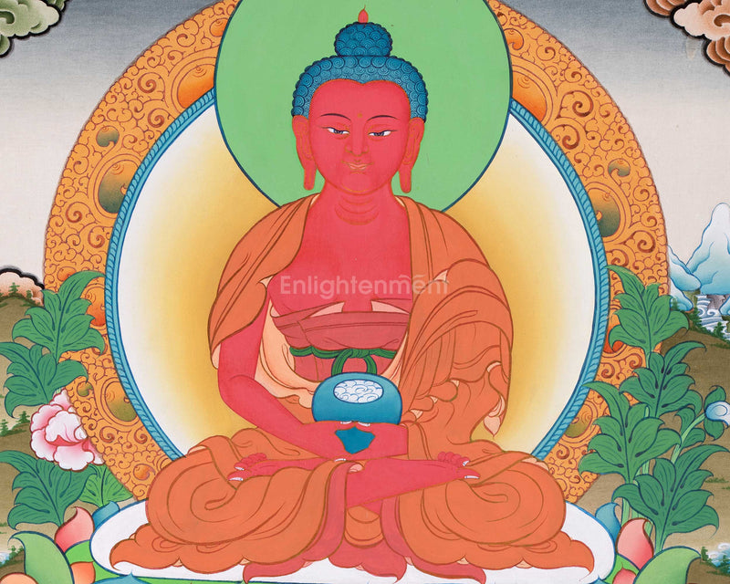 Hand-Painted Amitabha Buddha Thangka | The Buddha of Infinite Light