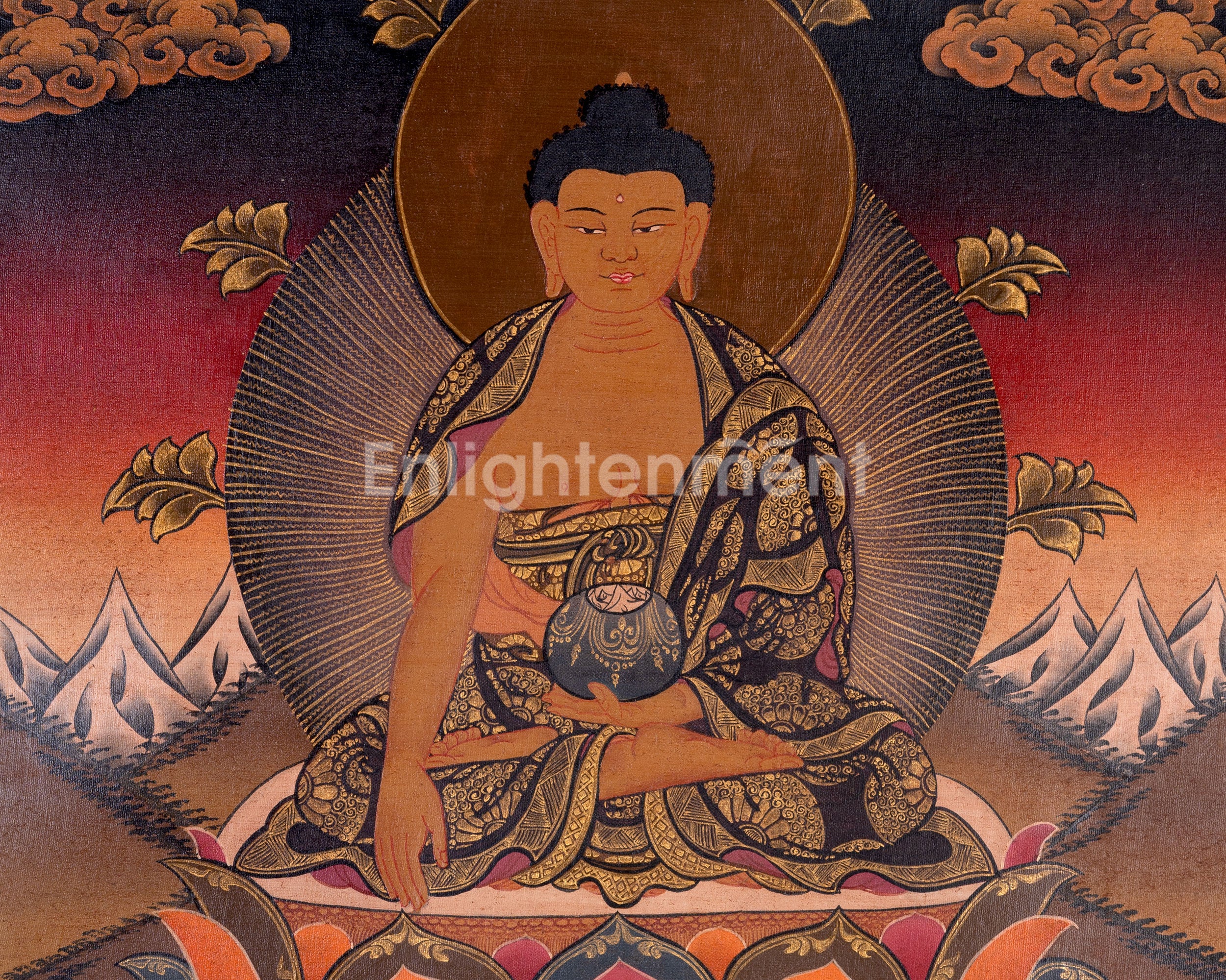 Shakyamuni Buddha Tibetan Thangka | Religious Buddhist Art | Wall Decors