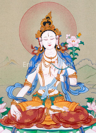 White Tara Thangka – The Compassionate Female Buddha