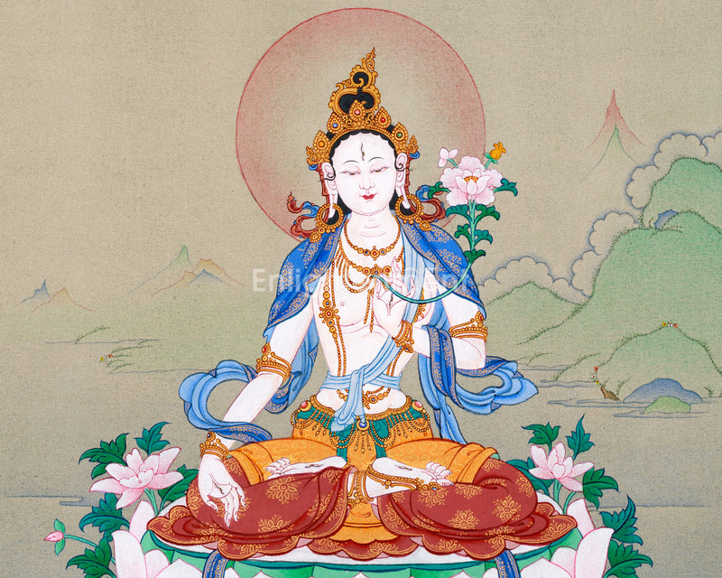 White Tara Thangka – The Compassionate Female Buddha