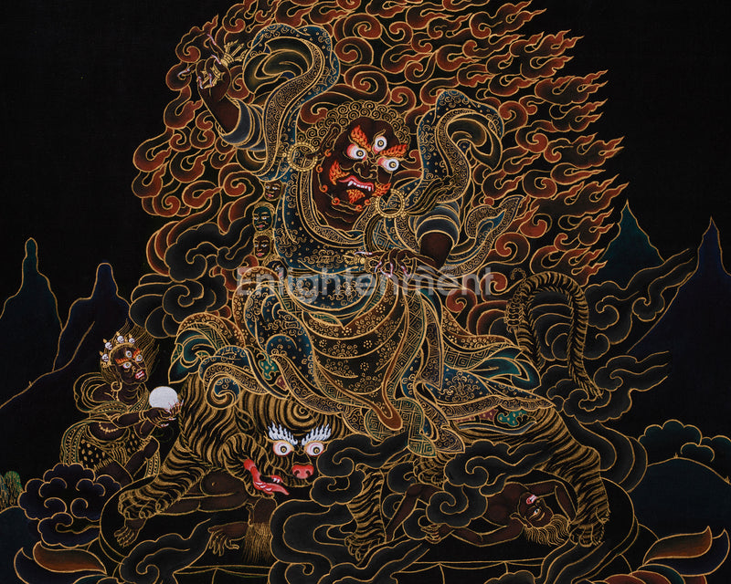 Authentic Hand-Painted Dorje Drolo Thangka | Wrathful Wisdom for Spiritual Protection