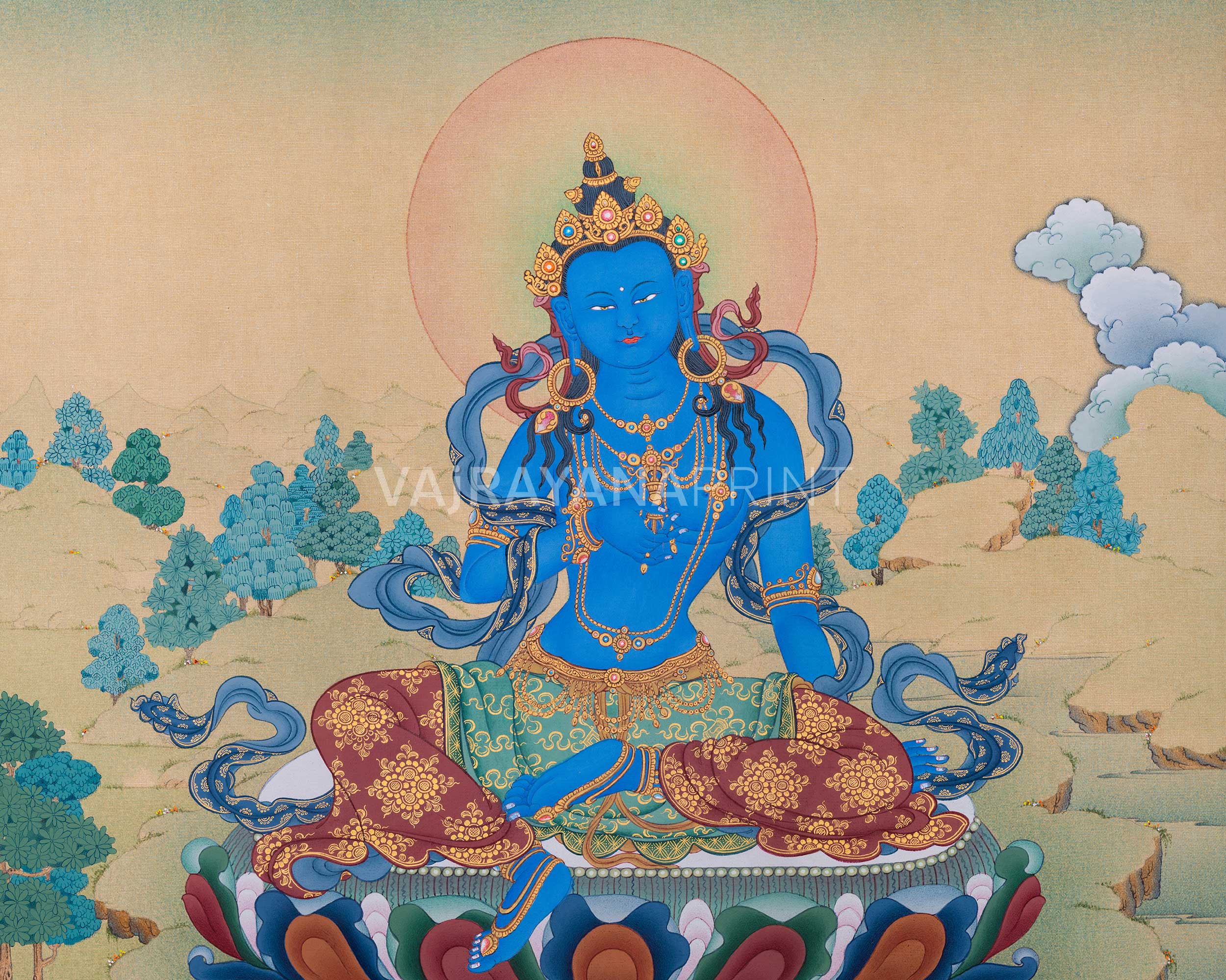 Peaceful Vajrapani Giclee Canvas Print | Symbol of Spiritual Strength & Calm