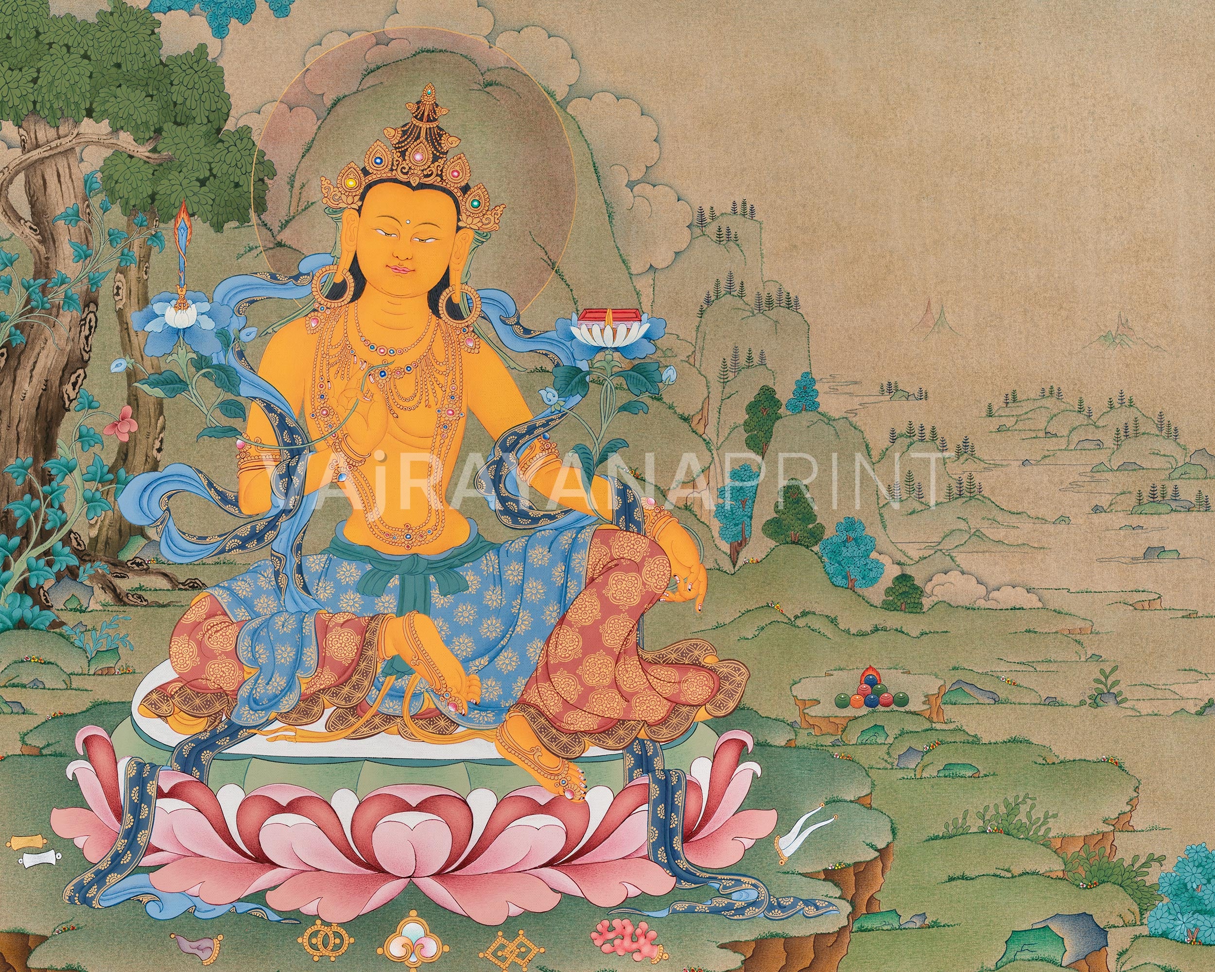 Tibetan Bodhisattva Manjushri Print | Buddhist Deity of Wisdom and Enlightenment
