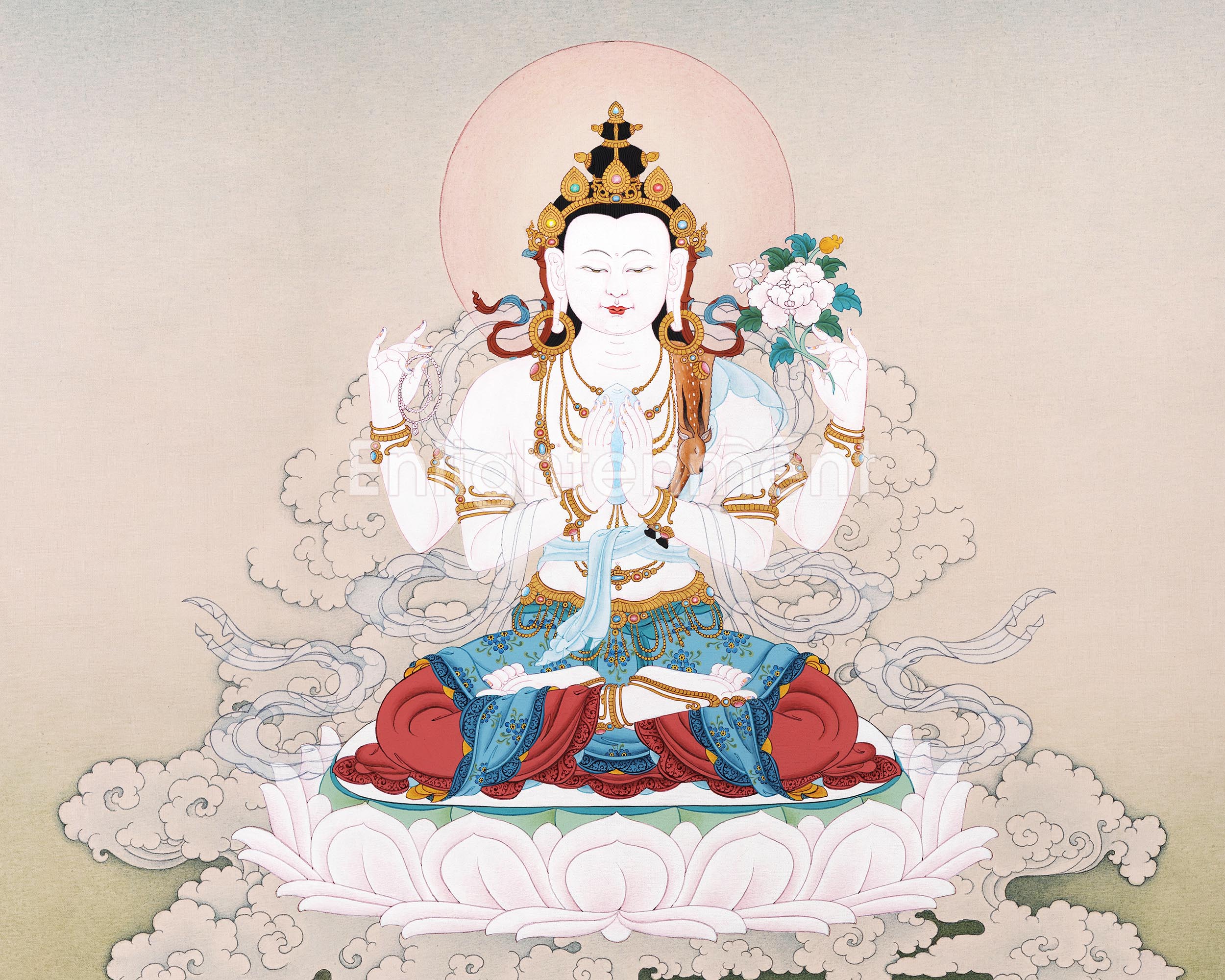 Traditional Chenrezig Thangka | Tibetan Bodhisattva Art