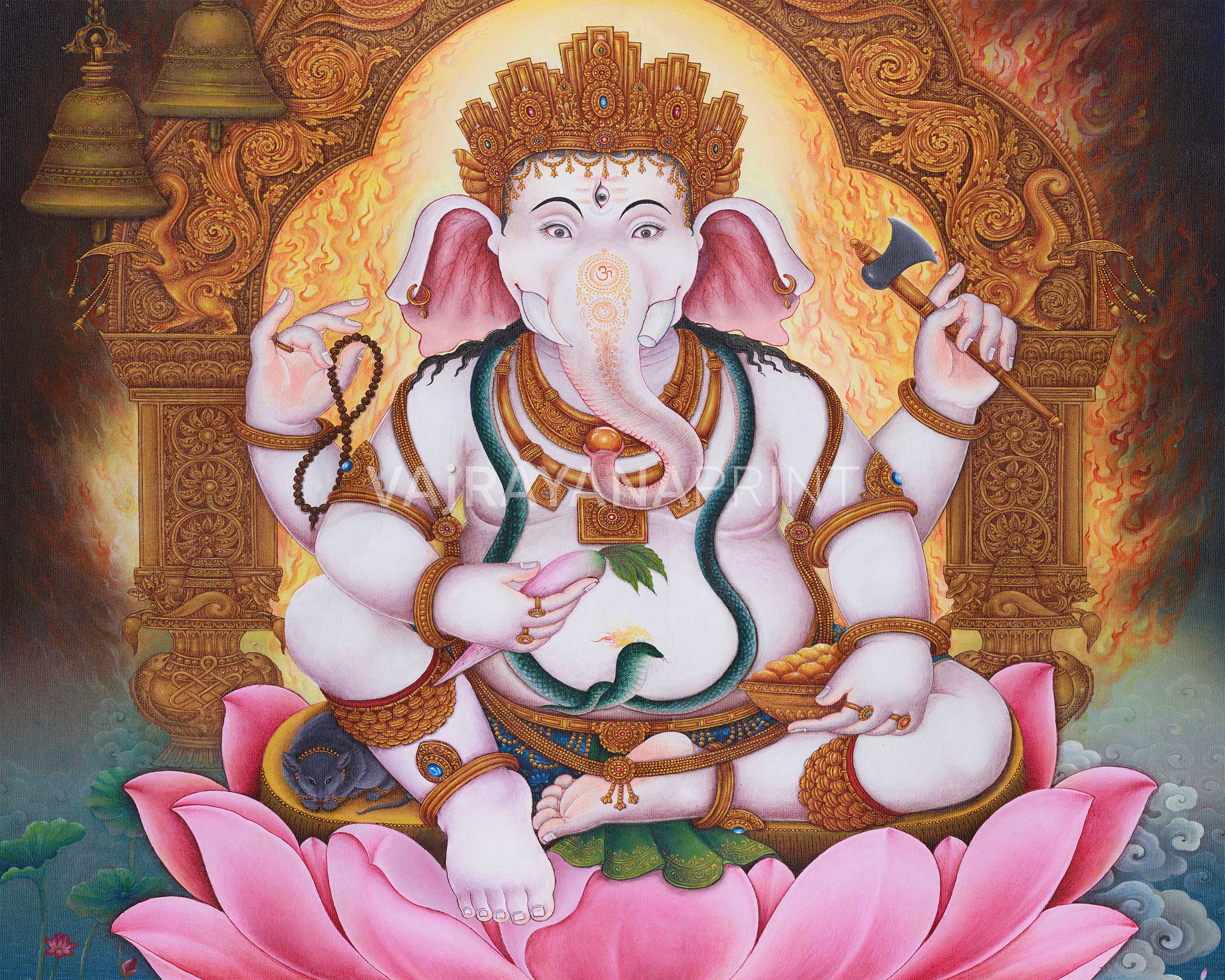 Paubha Style Ganesh Art Print | Remover of Obstacles and Bringer of Good Fortune