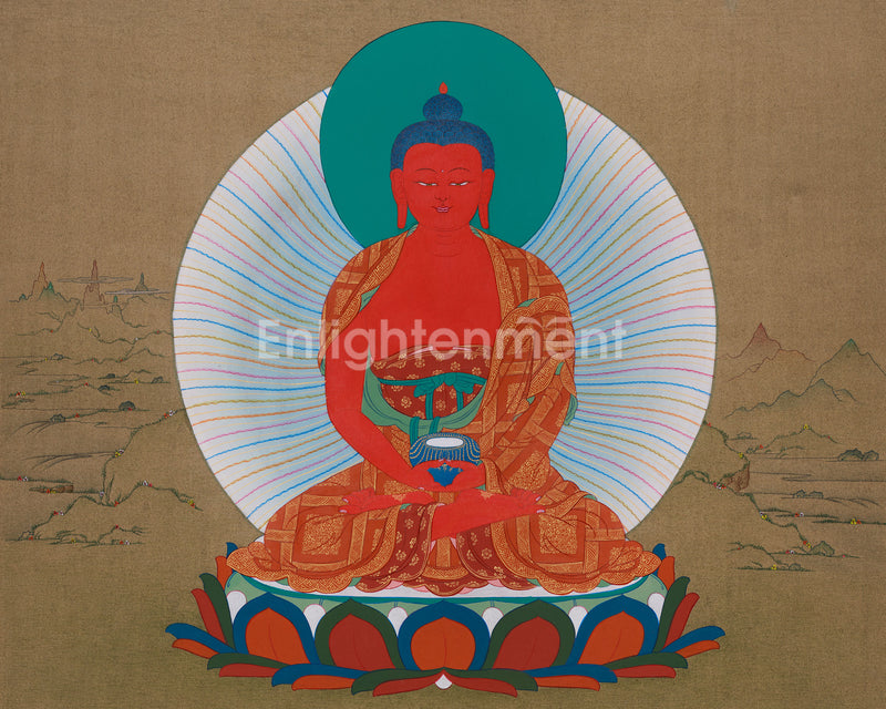 Pure Land Buddha Amitabha Thangka | Om Ami Dewa Hrih