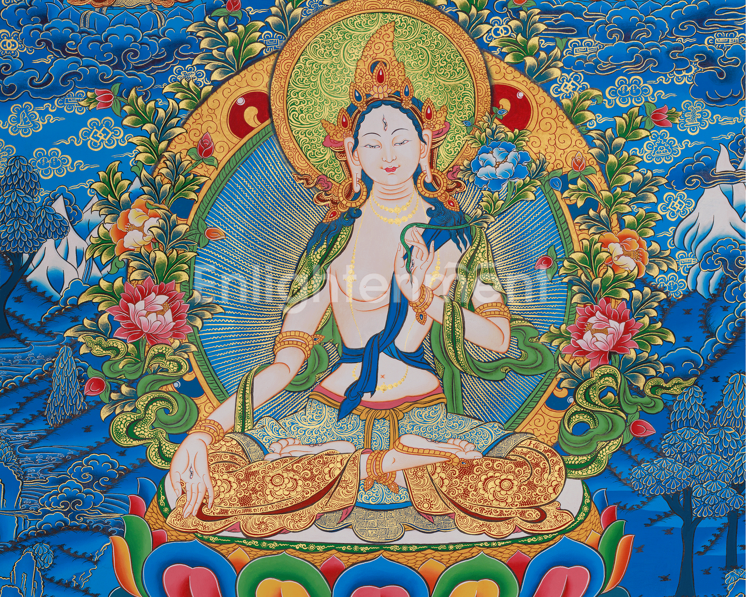 White Tara Longevity Art | Seven-Eyed Goddess | Sita Tara | Healing Deity
