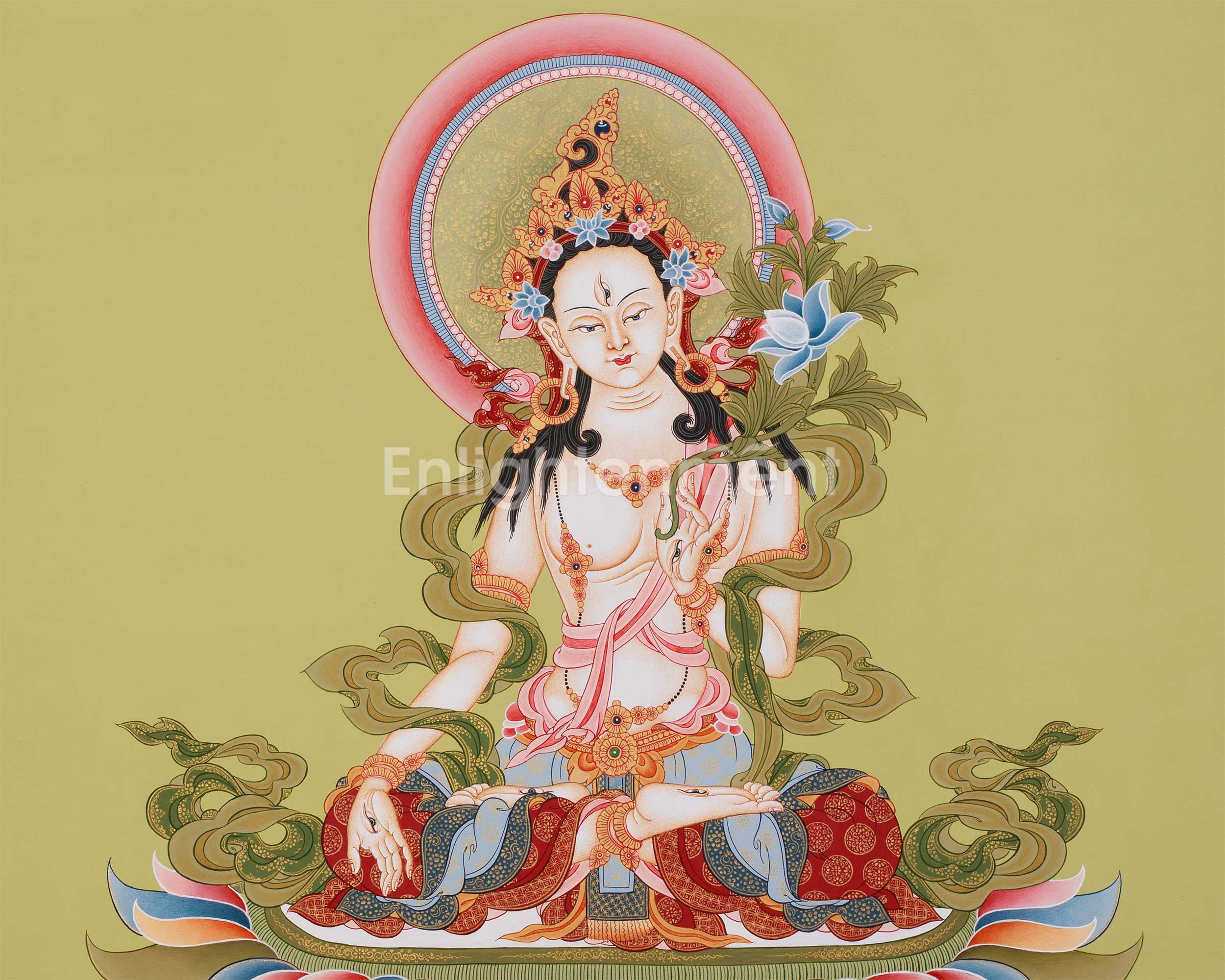 Bodhisattva Sita Tara Thangka | Healing & Longevity | Hand-Painted on Cotton Canvas
