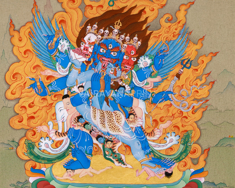 Heruka Vajrakilaya Thangka | Wrathful Deity Yab Yum Art