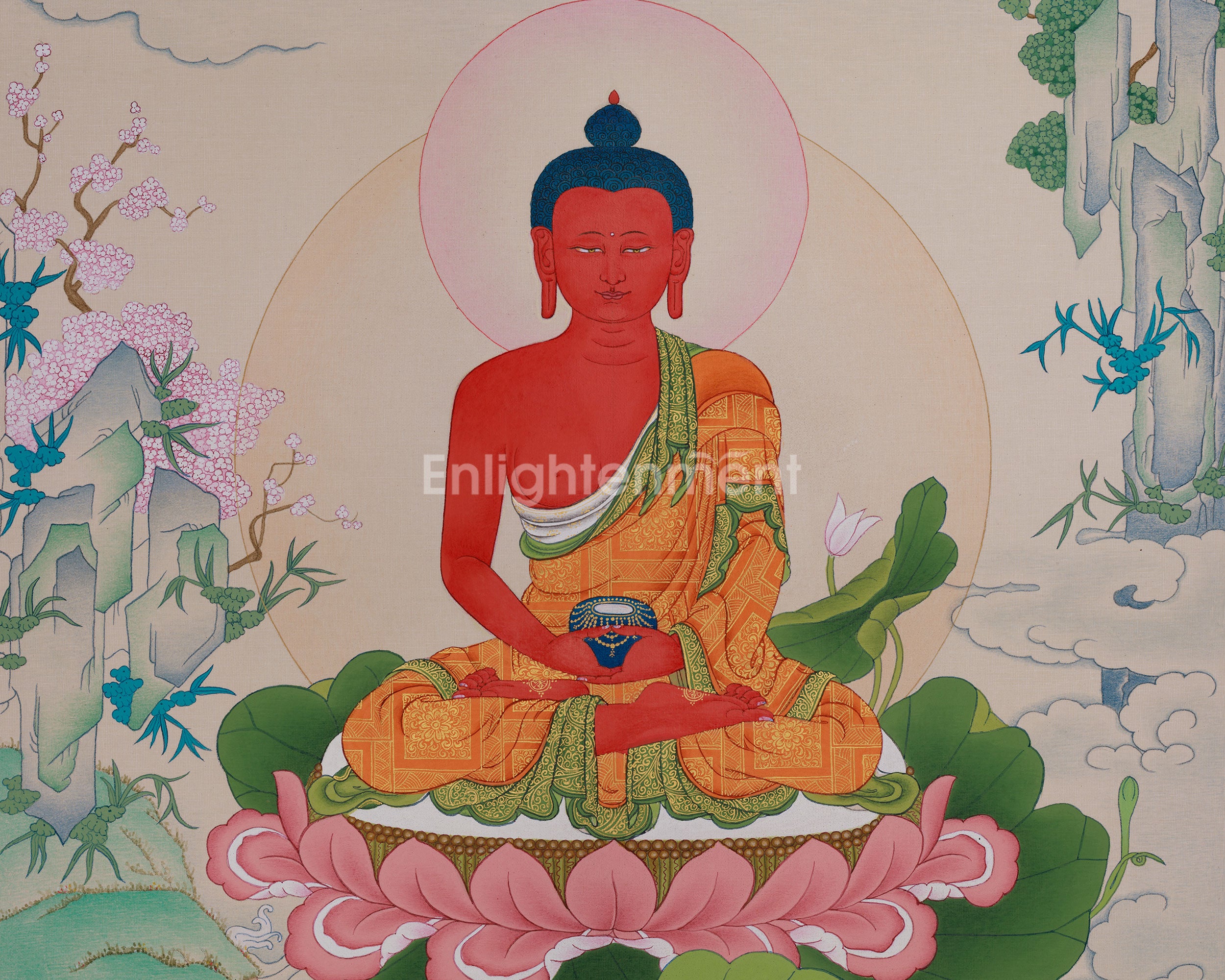 Infinite Wisdom Deity Amitabha Buddha Thangka | Buddhist Art for Meditation