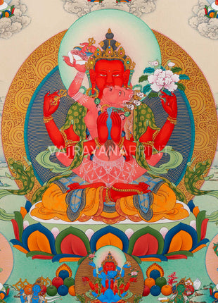 Gyalwa Gyasto Mandala | Chenresig with Vajravarahi Thangka