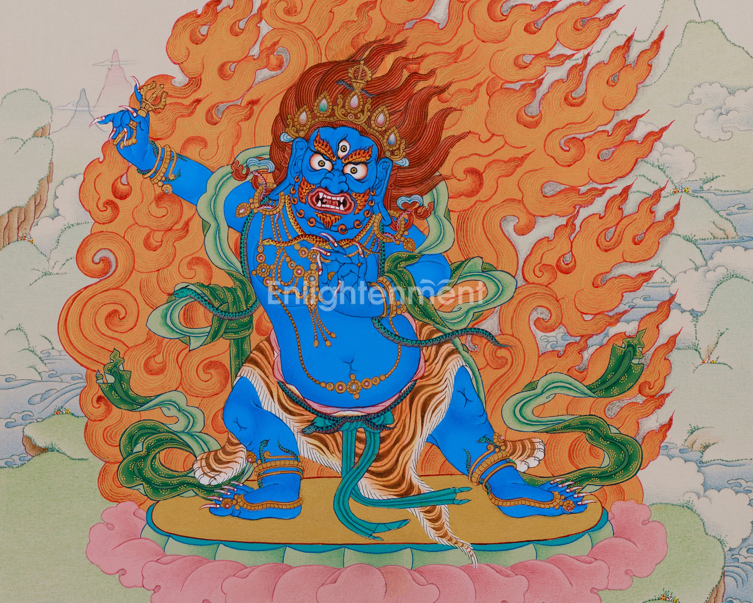 Hand-Painted Vajrapani Artwork | Tibetan Bodhisattva of Power and Protection