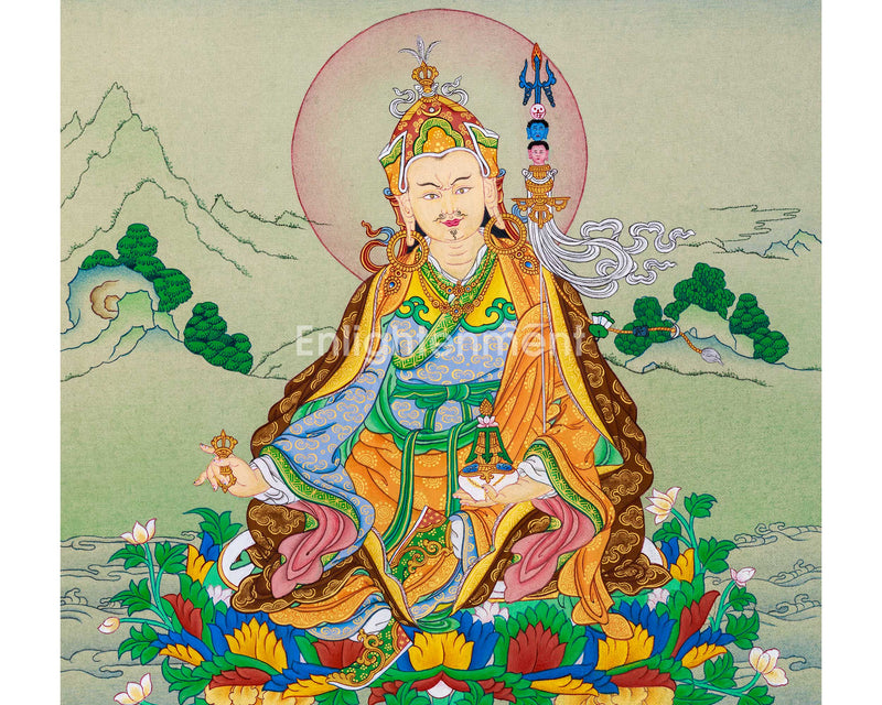 Guru Rinpoche's Radiant Presence: A Thangka Masterpiece