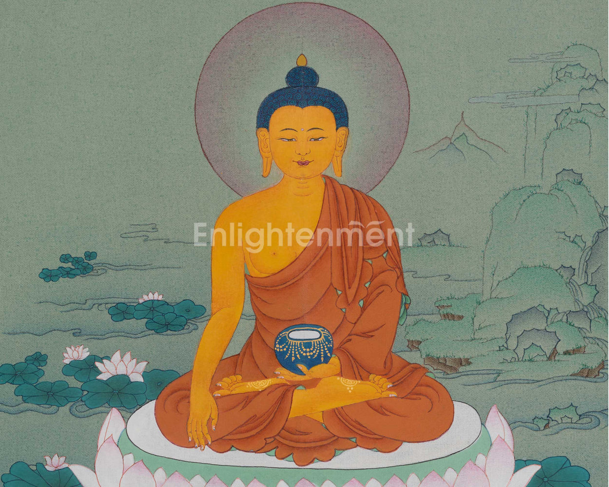 Shakyamuni Buddha Enlightened Teacher Thangka | Spiritual Awakening