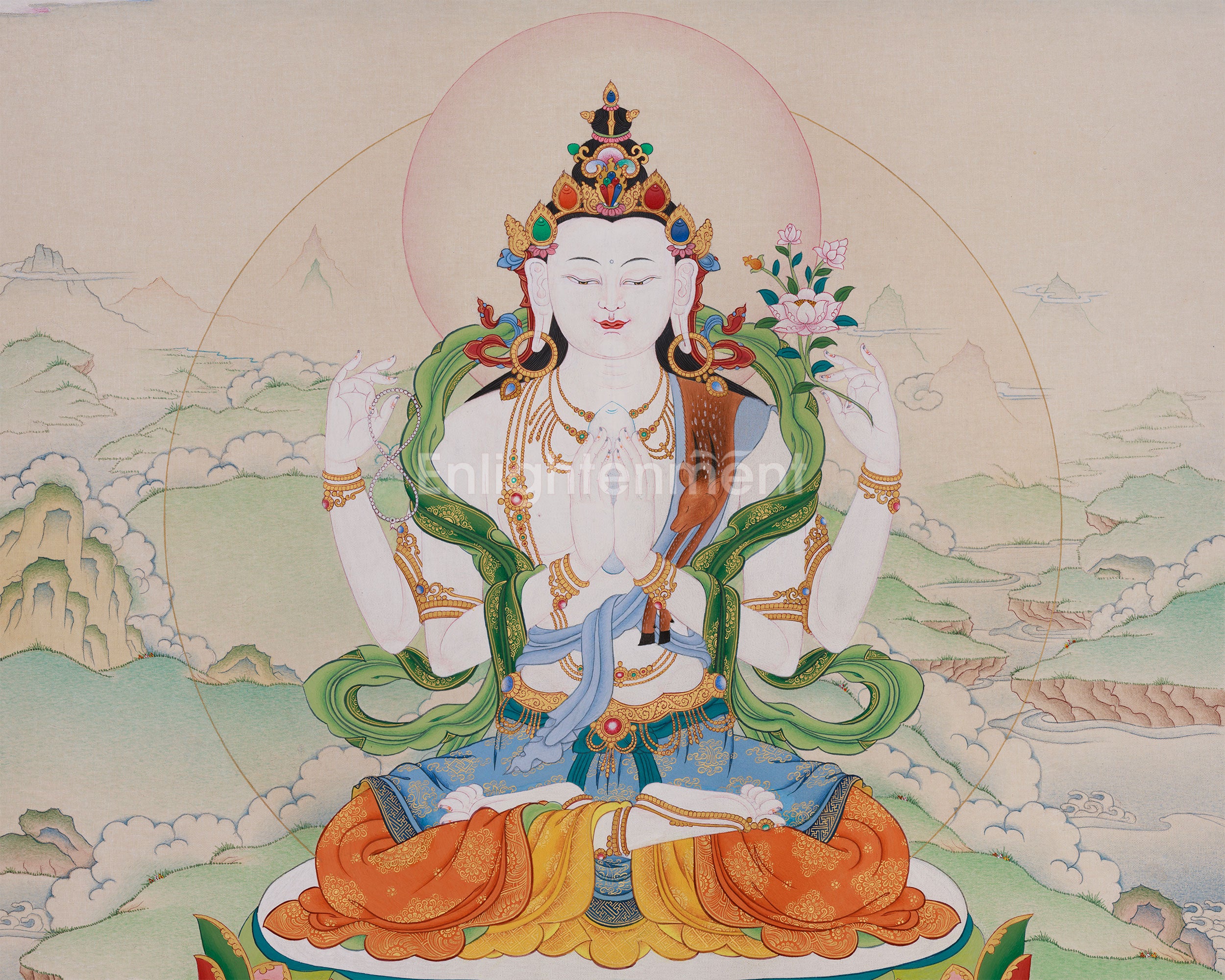 Divine Four-Armed Avalokiteshvara | Protector of All Beings and Buddha of Compassion