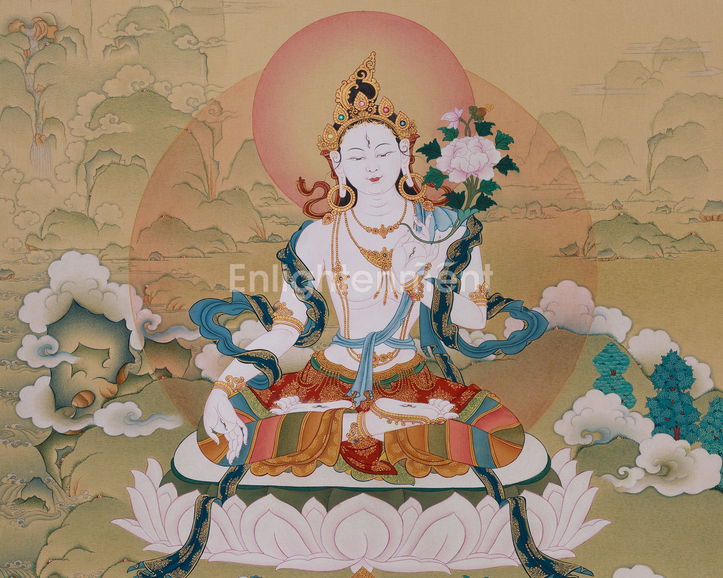 Goddess White Shyama Tara Thangka | The Swift One