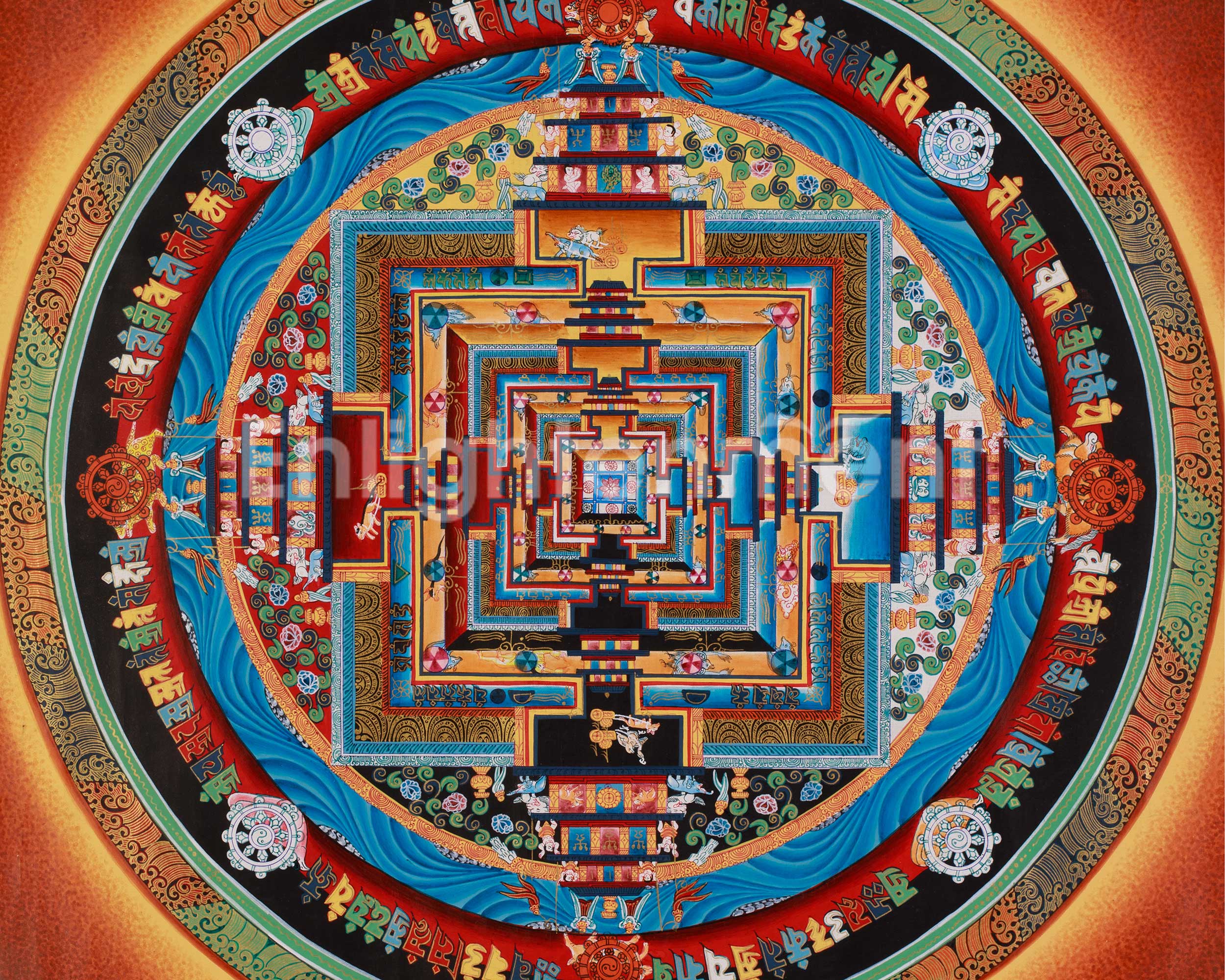 Sacred Buddhist Kalachakra Mandala Art | Meditation Altar | Home Decor