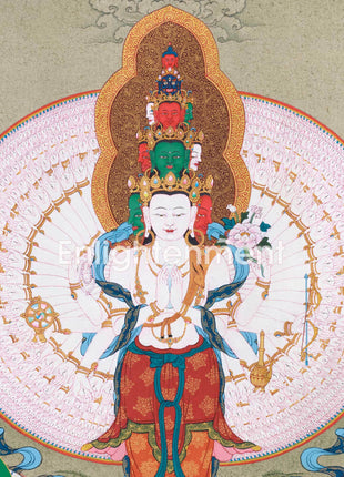 1000 Armed Avalokiteshvara Thangka | Traditional Bodhisattva Chenrezig Artwork