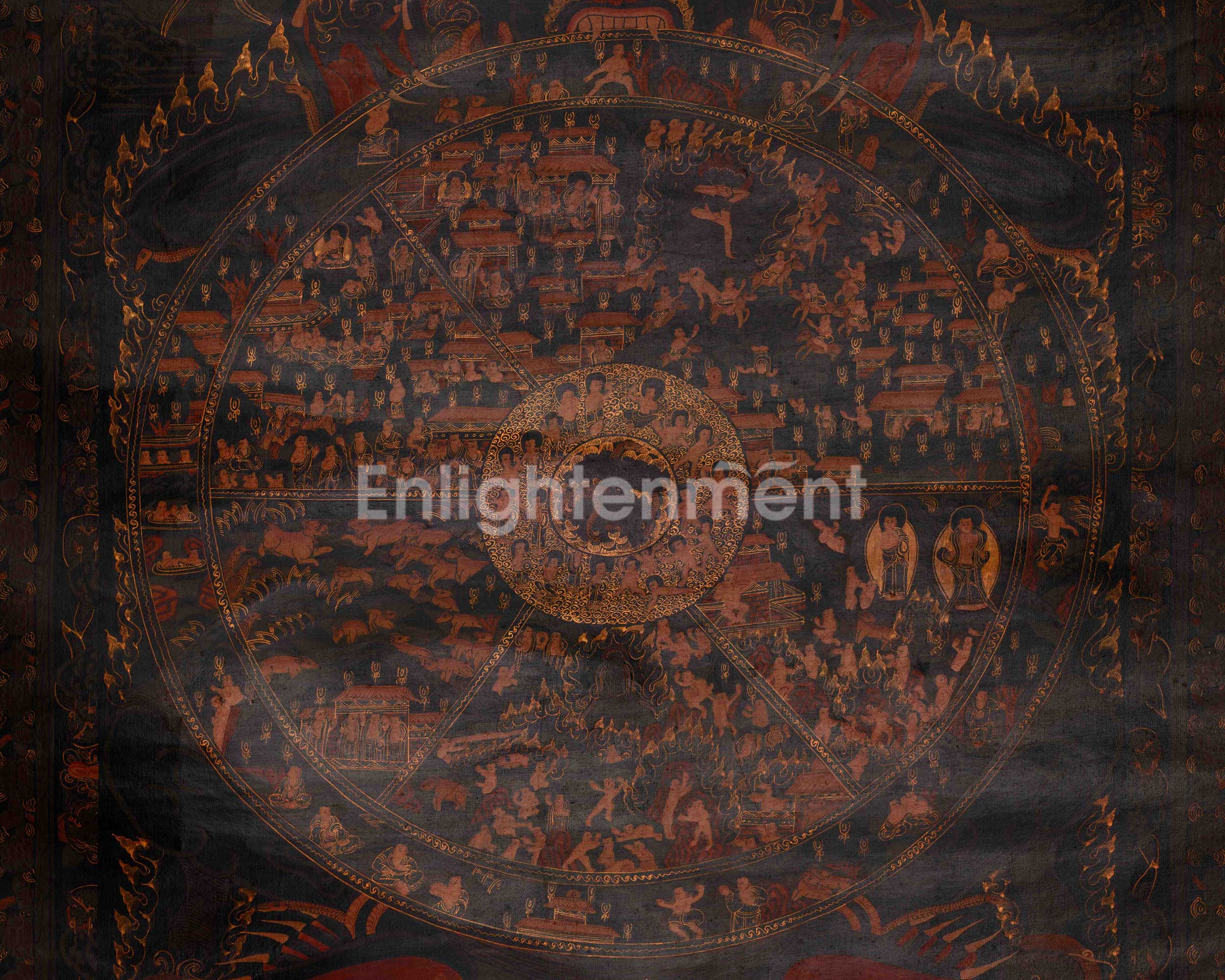Wheel of Life Buddhist Thangka | Representing Karma, Rebirth, and Enlightenment